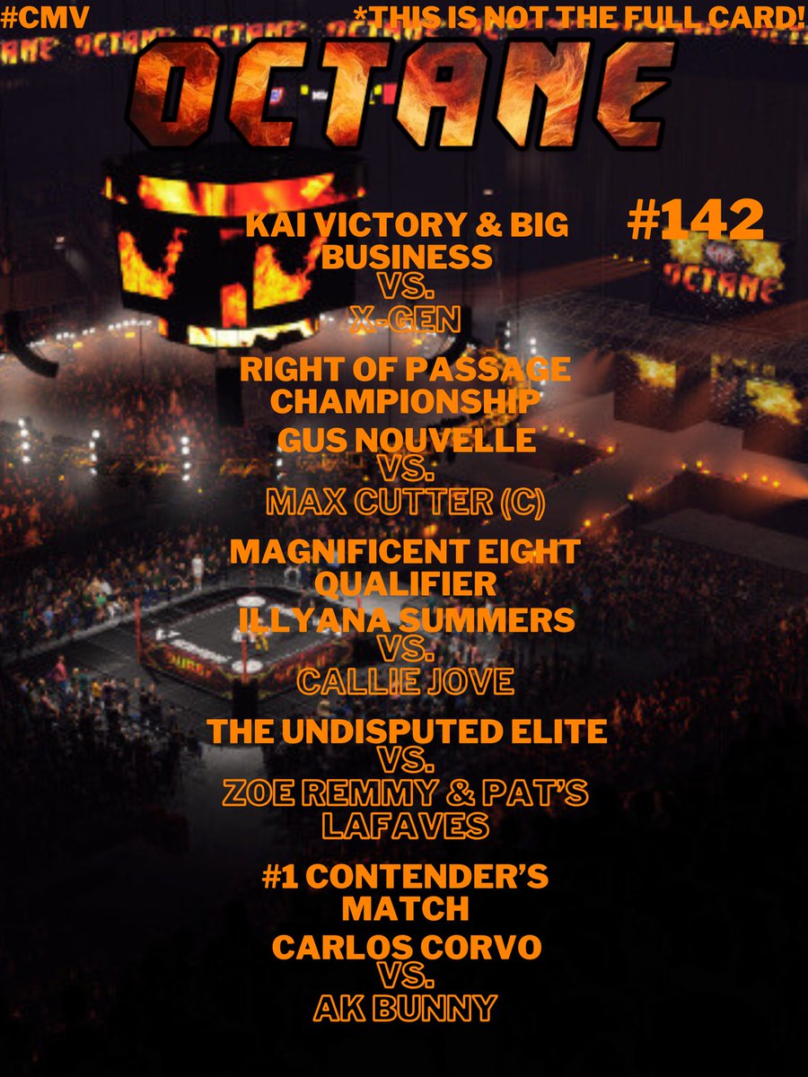 Next weekend! As Battle Scars XI only gets closer and closer it's all about championship gold on this edition of CMV Octane #142! Global champion, Kai Victory and his associate, Big Business, take on the team of Jeice Divine and The Bloody Brit, Chris Andrews, in the main event!