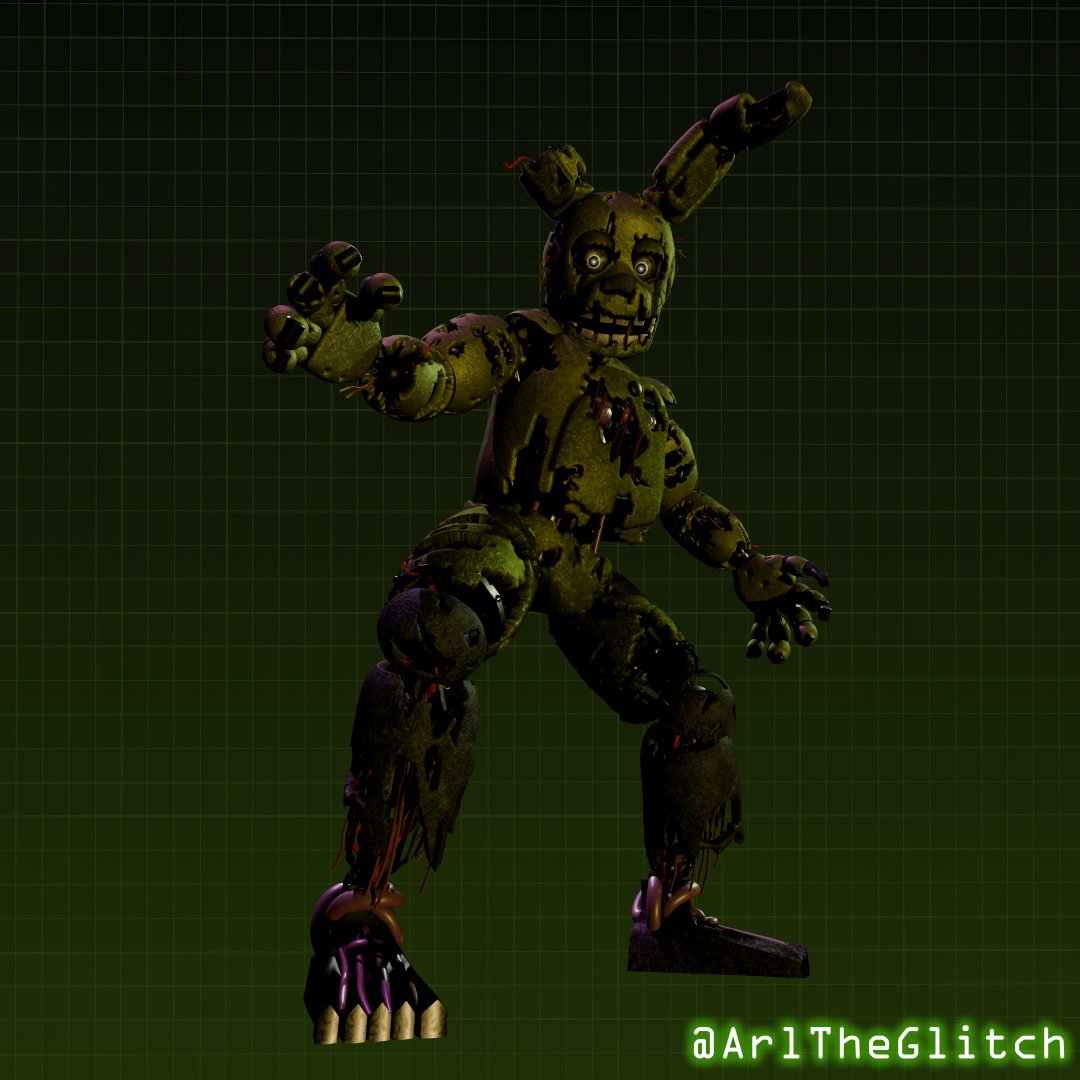 ArlTheGlitch's tweet image. &amp;gt;I Always Come Back.

Idk, I was bored and wanted to do a quick render :/
I also wanted to practice doing more... unusual poses? idk
#fnaf #blender #b3d #3Dart #fanart #fnaf3 #springtrap