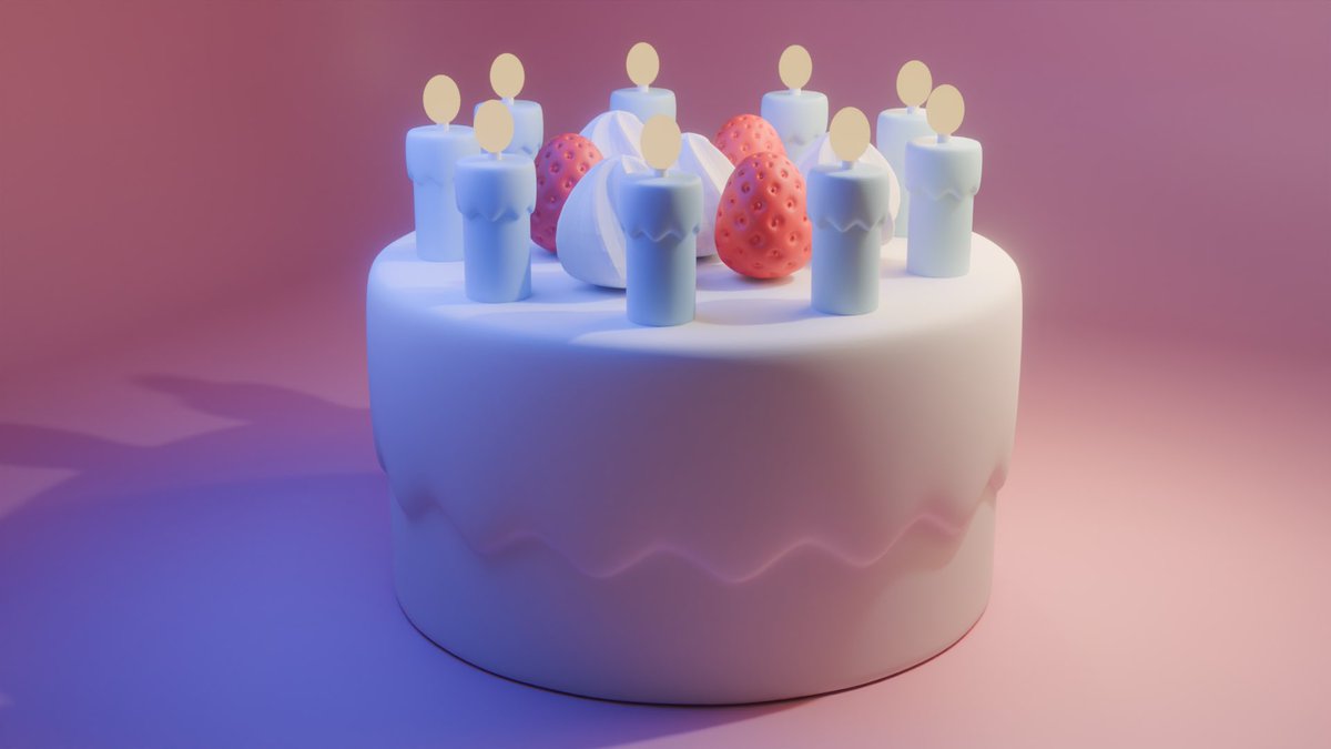 excell_tk's tweet photo. 6日目の合間に
キャンドル🕯️の方法でケーキが作れるとの事で🍰ケーキに挑戦
クリームも前作の技法で作れるのと
いちご🍓は著者である #Mdesign さんのYouTubeで挑戦
知らない機能も学びつつ知ってる技術でサクサク作れて楽しい❗️
https://t.co/m0oblDmx5v
#Blender
#10日でBlender練習帳
#b3d https://t.co/06AcQGzujJ
