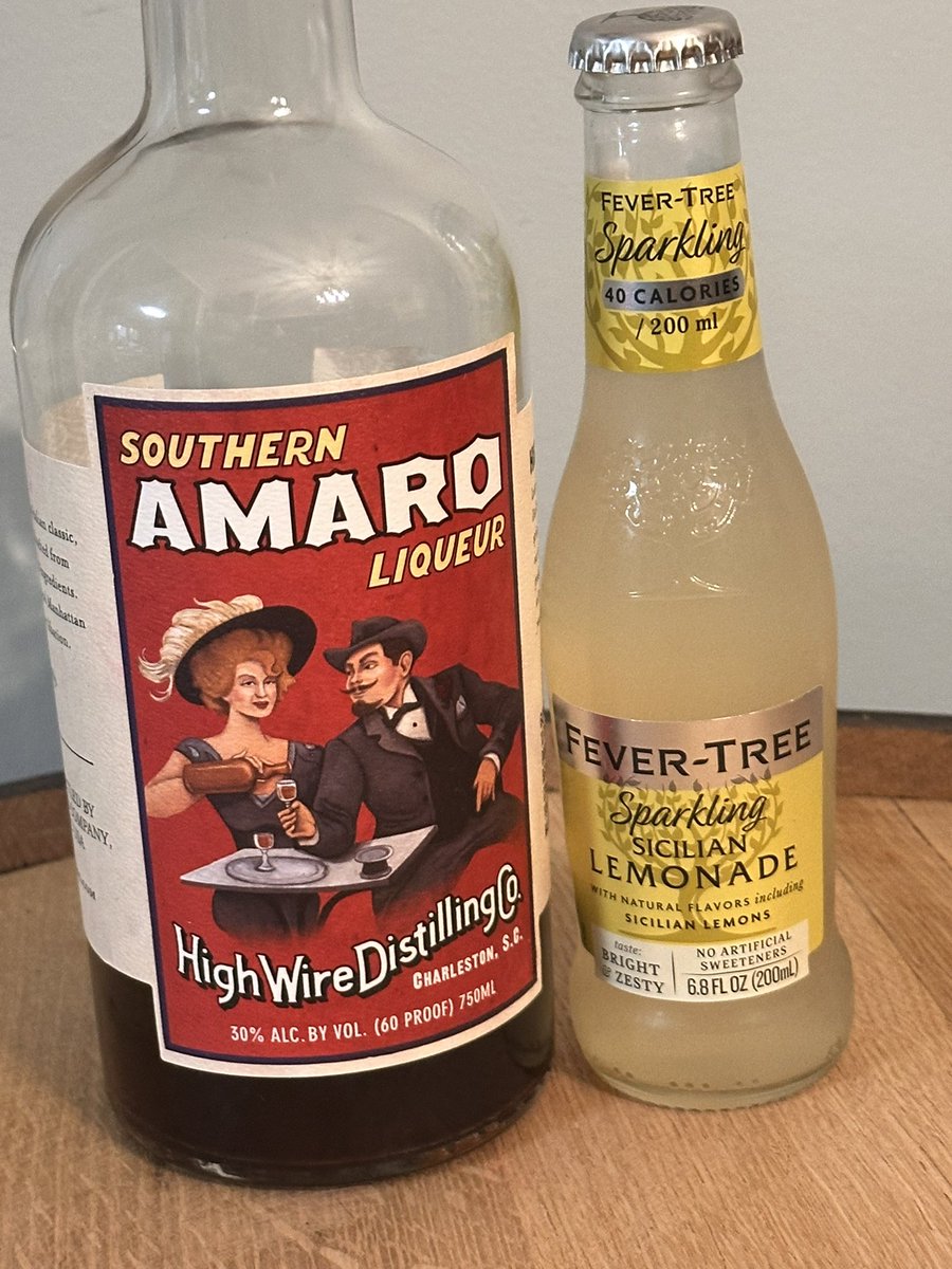 Never would have thought to put these two together until Alexander told me to use it for cocktails at tastings. 2 parts lemonade, 1 part amaro, &amp; if you are a Gamecock fan, add bourbon. I don’t use my <a href="/HighWireCHS/">High Wire Distilling</a> bourbon for cocktails bc I have mostly special releases &amp; Sib’s.