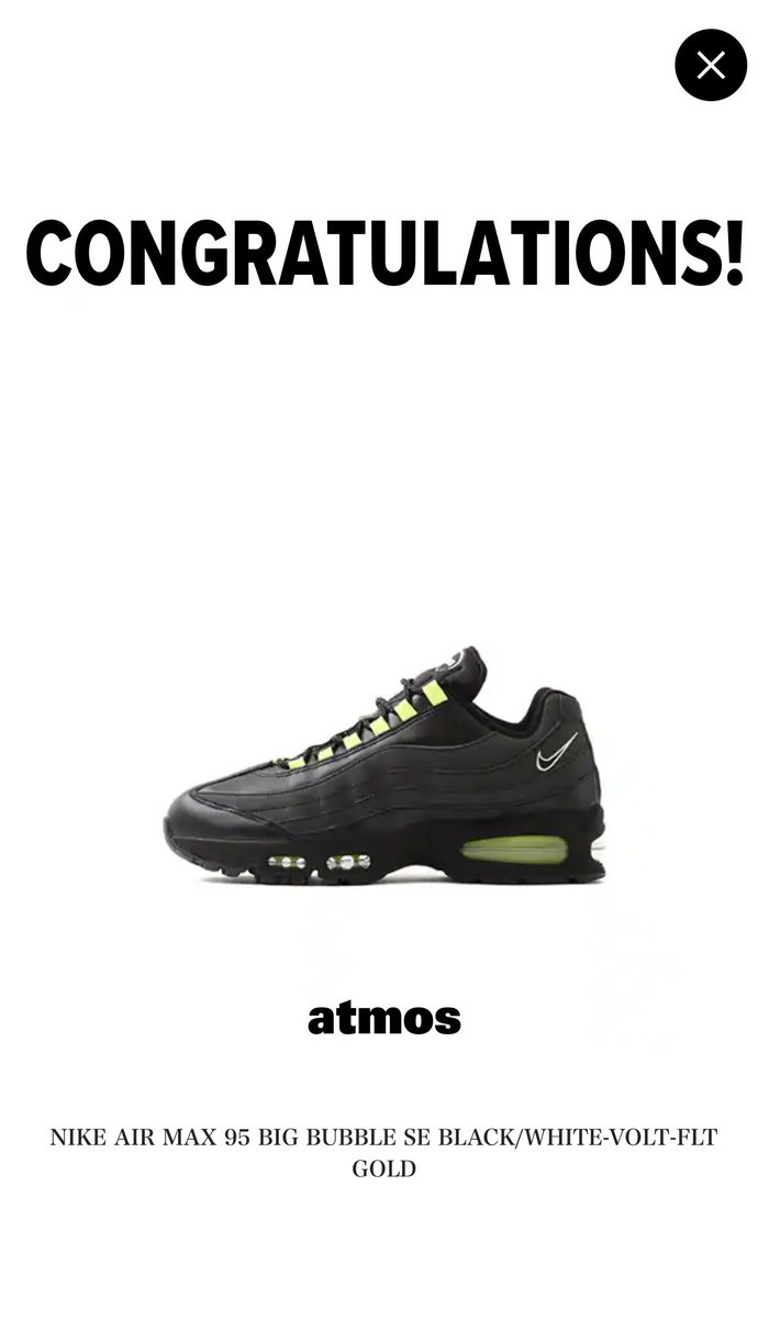 アトモスオンライン、数年ぶりの当選
🤩🔥🤩🔥

店頭、スニーカーズも支援含め、全滅だったのでありがたい！ØO

#SNKRS #nike