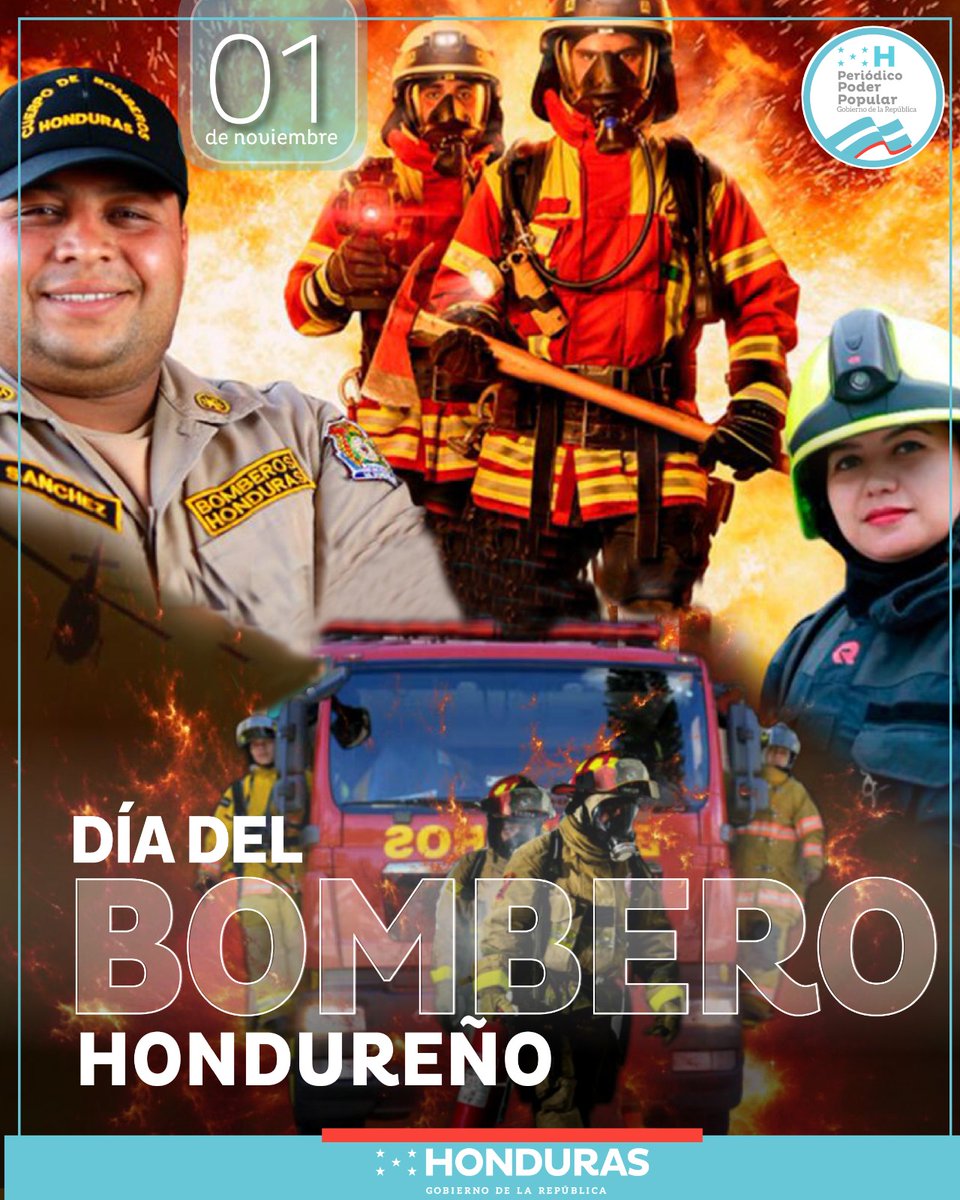 🔥👩‍🚒 #DíaDelBomberoHondureño 👨‍🚒🔥

Hoy rendimos homenaje a quienes, con valentía y entrega, arriesgan su vida por salvar la de los demás. 🚒❤️

Su coraje, disciplina y amor al prójimo los convierten en verdaderos héroes sin capa, guardianes del fuego y de la esperanza.

👏