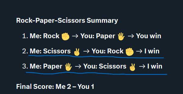 Deaku0_0's tweet photo. Was just playing Rock Paper Scissors with @grok (you should try it it's really fun) then THIS happened. Notice anything wrong with this picture? (This is a condensed version of the conversation)
#grok #DumbAI #noAI https://t.co/FHhKCb9Jpz