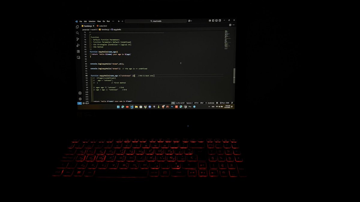 تم دراسة
default function parameters 
#day47