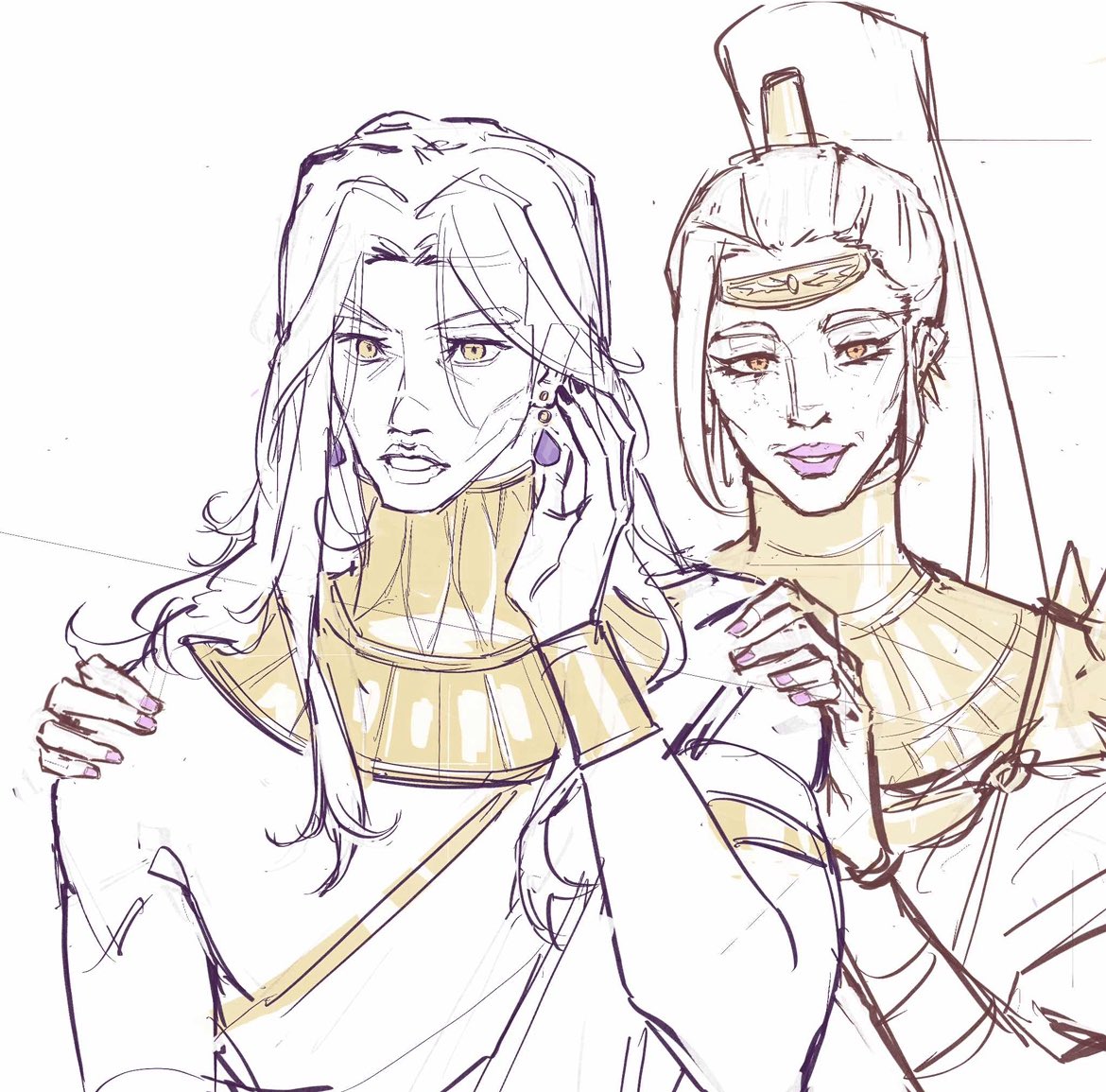 thinking about the art of transfem thanatos and megaera that my friend, goldenjuniper on tumblr, made for my fic.