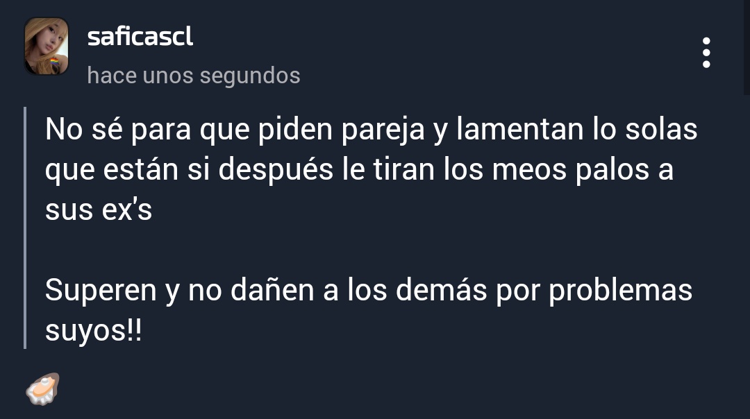 ccsapphichile's tweet photo. hay muchas personas que se meten en algo sin superar a sus exs y un clavo no saca a otro clavo amigas ☹️ https://t.co/aY2vElfnXV