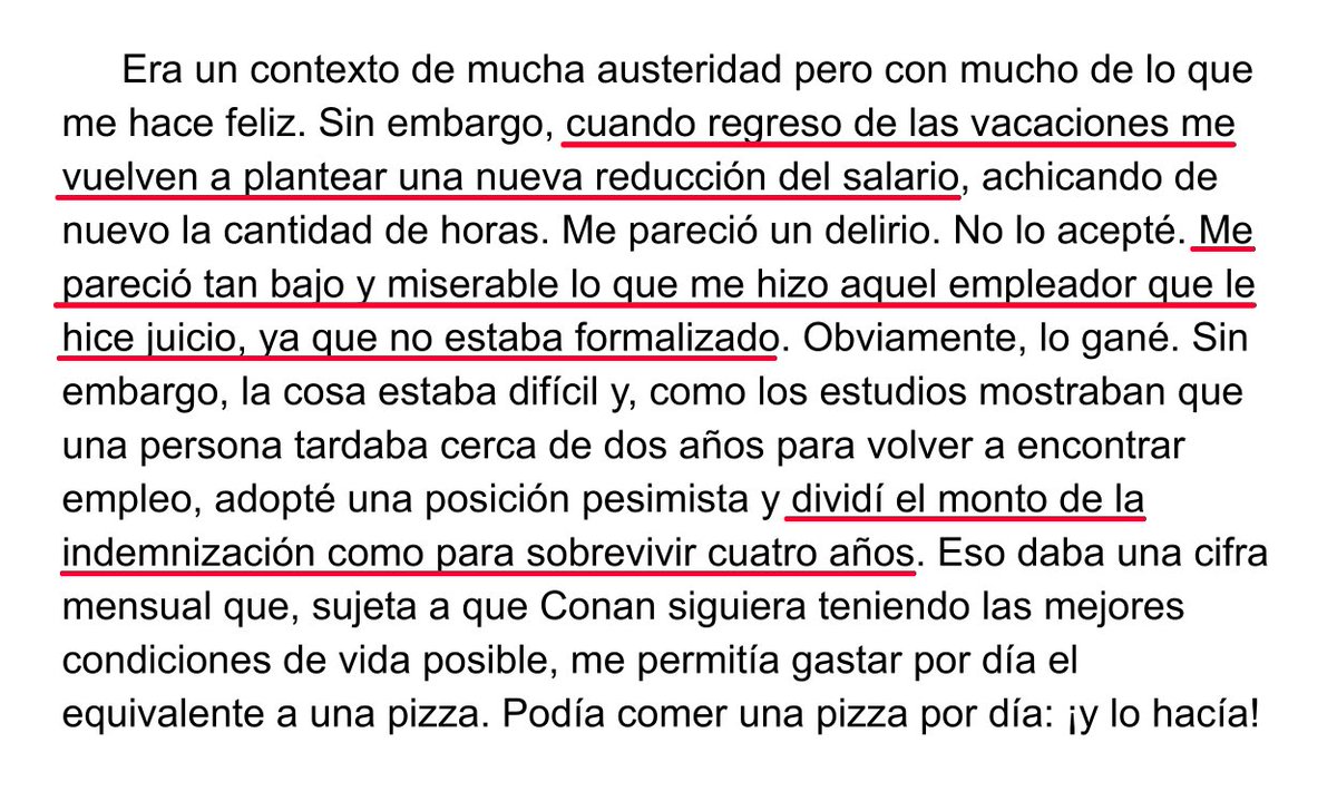 Acá el caradura de <a href="/JMilei/">Javier Milei</a> cuenta cuando le hizo juicio a su empleador por bajarle el sueldo. Lo ganó y con lo que cobró le alcanzaba para subsistir 4 años.