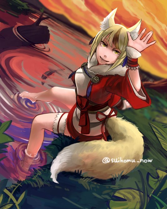 HyperKitsune_'s tweet image. “Hehehe! Come on silly, it's just some water, it isn't going to hurt you! Come on, let's play! We can have a water fight!”