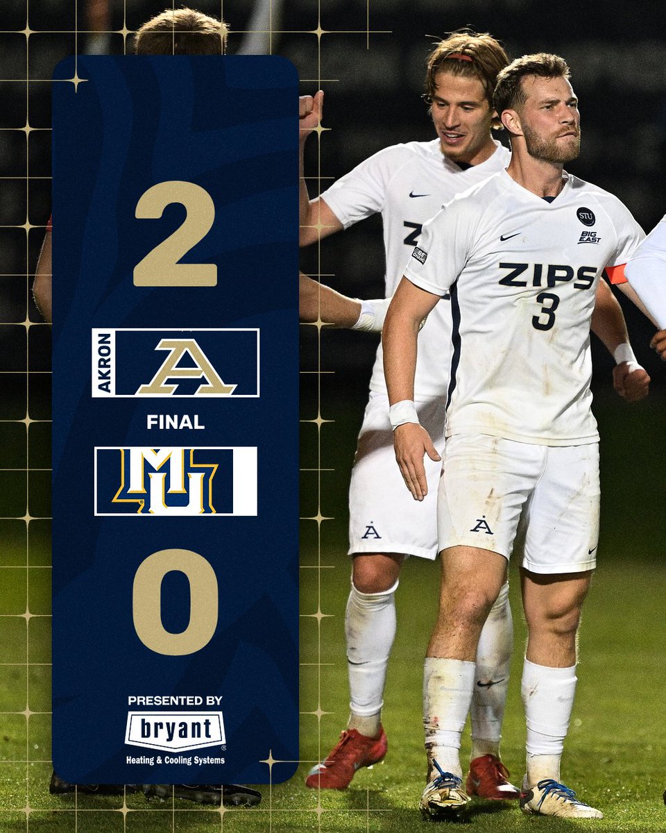 ZIPS WIN! <a href="/ZipsMSoc/">Akron Zips M Soccer</a> earns 2-0 win over <a href="/marquettesoccer/">Marquette Soccer</a> 

#GoZips | #MakeTheClimb | <a href="/ZipsMSoc/">Akron Zips M Soccer</a> 🦘
