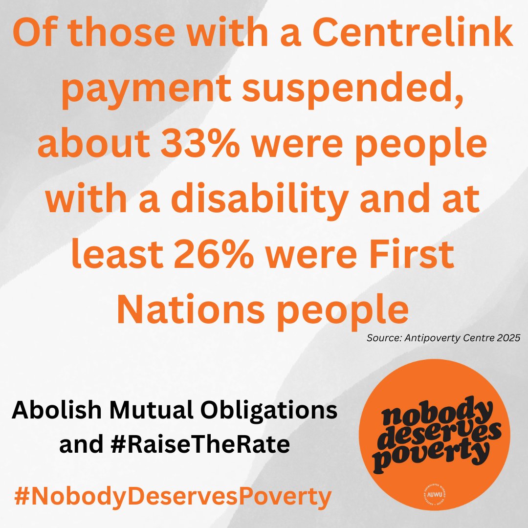 Of those with a Centrelink payment suspended, about 33% were people with a disability and at least 26% were First Nations people - <a href="/antipovertycent/">Antipoverty Centre</a> 

theguardian.com/australia-news…
