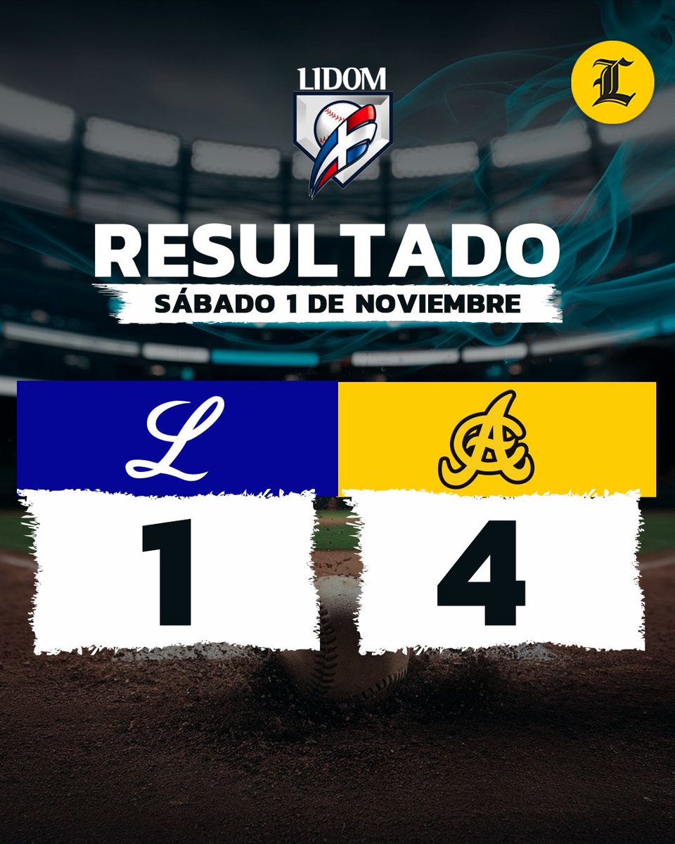 ListinDiario's tweet photo. #BéisbolListín l ¡LA PIZARRA SE PUSO AMARILLITA! 🦅💛

Los tigres del Licey fueron derrotados por las Águilas Cibaeñas con 4-1. ⚾⚾🔥

#Águilas #Licey #Lidom #ListínDiario https://t.co/jYWOxvlEME