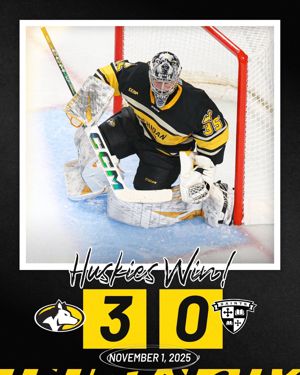 𝗛𝗨𝗦𝗞𝗜𝗘𝗦 𝗪𝗜𝗡! Michigan Tech shuts out St. Lawrence in New York! Owen Bartoszkiewicz had 28 saves for the third shutout of his career. #mtuhky #FollowTheHuskies