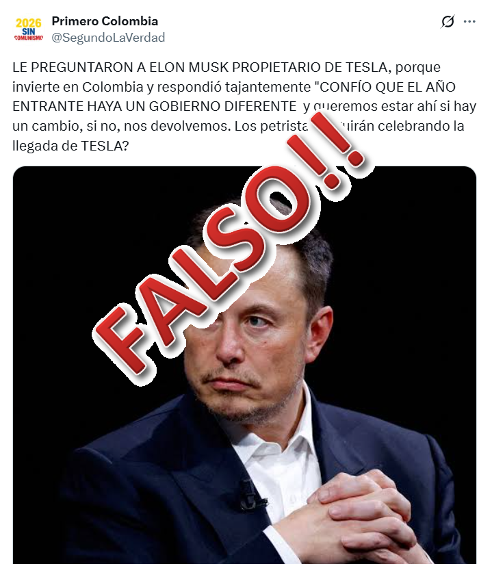 FALSO!! La respuesta: "We have absolute confidence in Colombia, not Columbia. It is a solid economy, extremely well governed and constantly growing. I know we will do great business there. Hopefully it will continue that way."
Traducción: "Tenemos plena confianza en Colombia. Es