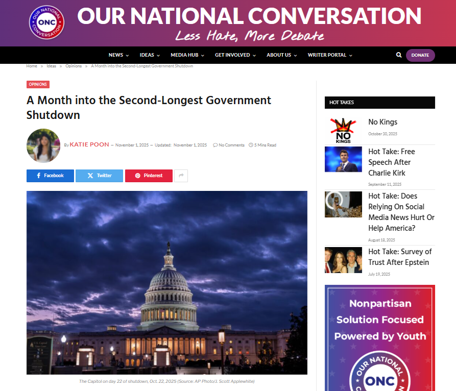A Month into the Second-Longest Government Shutdown II Opinion Piece by ONC writer Katie Poon
ournationalconversation.org/a-month-into-t…