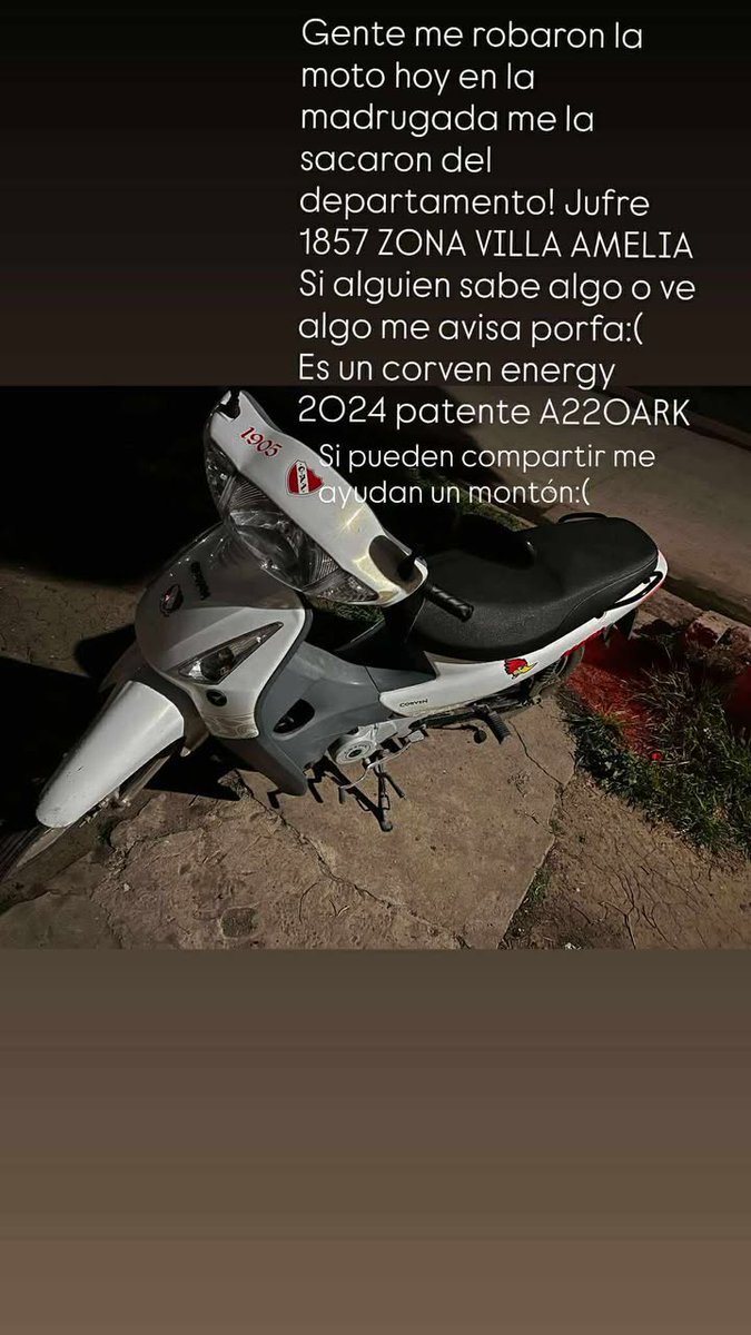 MOTO ROBADA EN VILLA AMELIA. COMPARTIR!