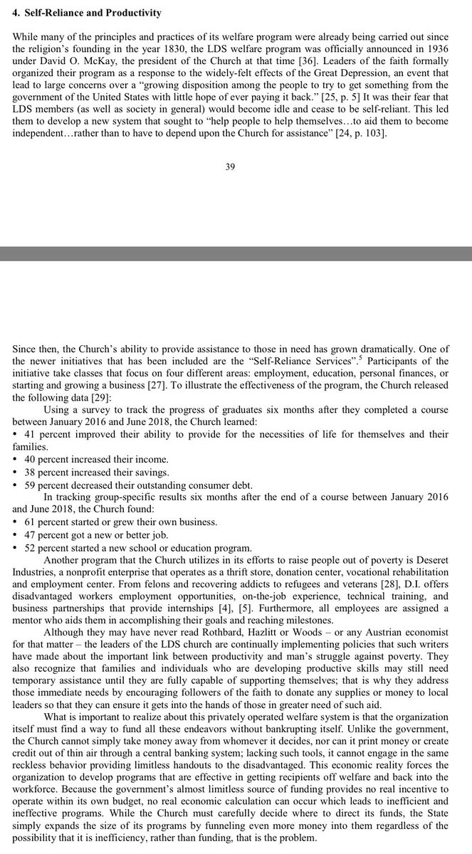 TeeplesCY's tweet image. A research paper compares U.S. public welfare with The Church of Jesus Christ of Latter-day Saints’ welfare system.

The Church’s self-reliance results:

– 41% improved ability to provide
– 40% higher income
– 38% more savings
– 59% less debt

Some fascinating analysis here: