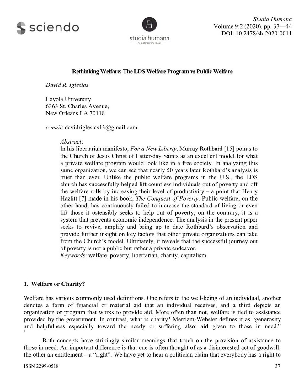 TeeplesCY's tweet image. A research paper compares U.S. public welfare with The Church of Jesus Christ of Latter-day Saints’ welfare system.

The Church’s self-reliance results:

– 41% improved ability to provide
– 40% higher income
– 38% more savings
– 59% less debt

Some fascinating analysis here: