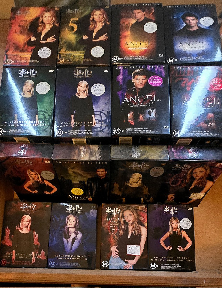 #Buffy #Angel #DvDBoxSets

This isn't even the entire series..
S7 of Buffy &amp; S4 &amp; S5 of Angel came in full season single cases.. 

Cant wait for the New Buffy seroes starting next year.. so far its looking very faithful to the original with SMG returning as mentor