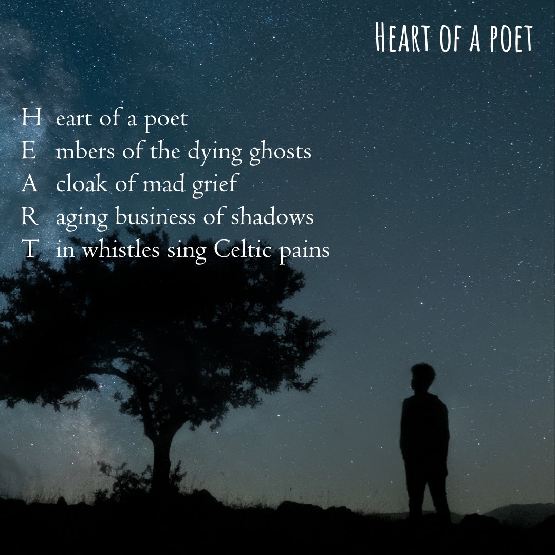 Nehasnotebook's tweet image. Heart of a poet - nov2

A combination of acrostic and tanka

#AcrosticChallenge #vss365 #acrostic #tanka #poetry