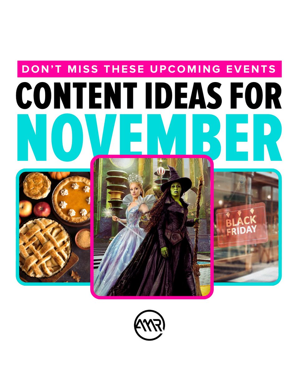 AmrDigital's tweet image. November’s here, which means it’s time to start planning this month&apos;s content calendar before holiday szn hits. 🍂✨

📲 Save this post to help plan your November calendar!

#AMRDigital #socialmediastrategy #contentplanning