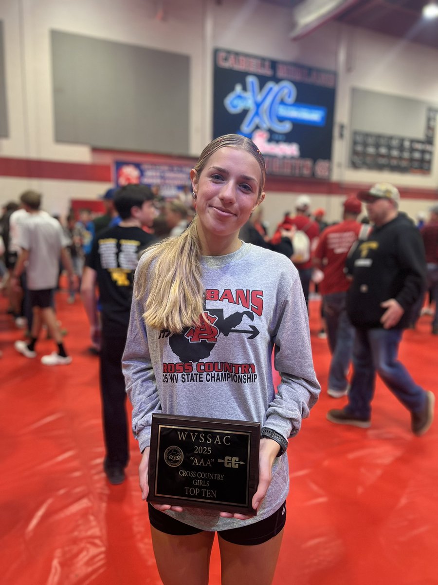 SAHS_XCTF's tweet photo. Congratulations to senior Abbi Torman! With her 10th place finish today at the 2025 WV State Cross Country Championships, she became the first girl in St. Albans school history to be All-State in cross country! 🏃🏻‍♀️🏅👏🏼 https://t.co/Vmkkdue57j