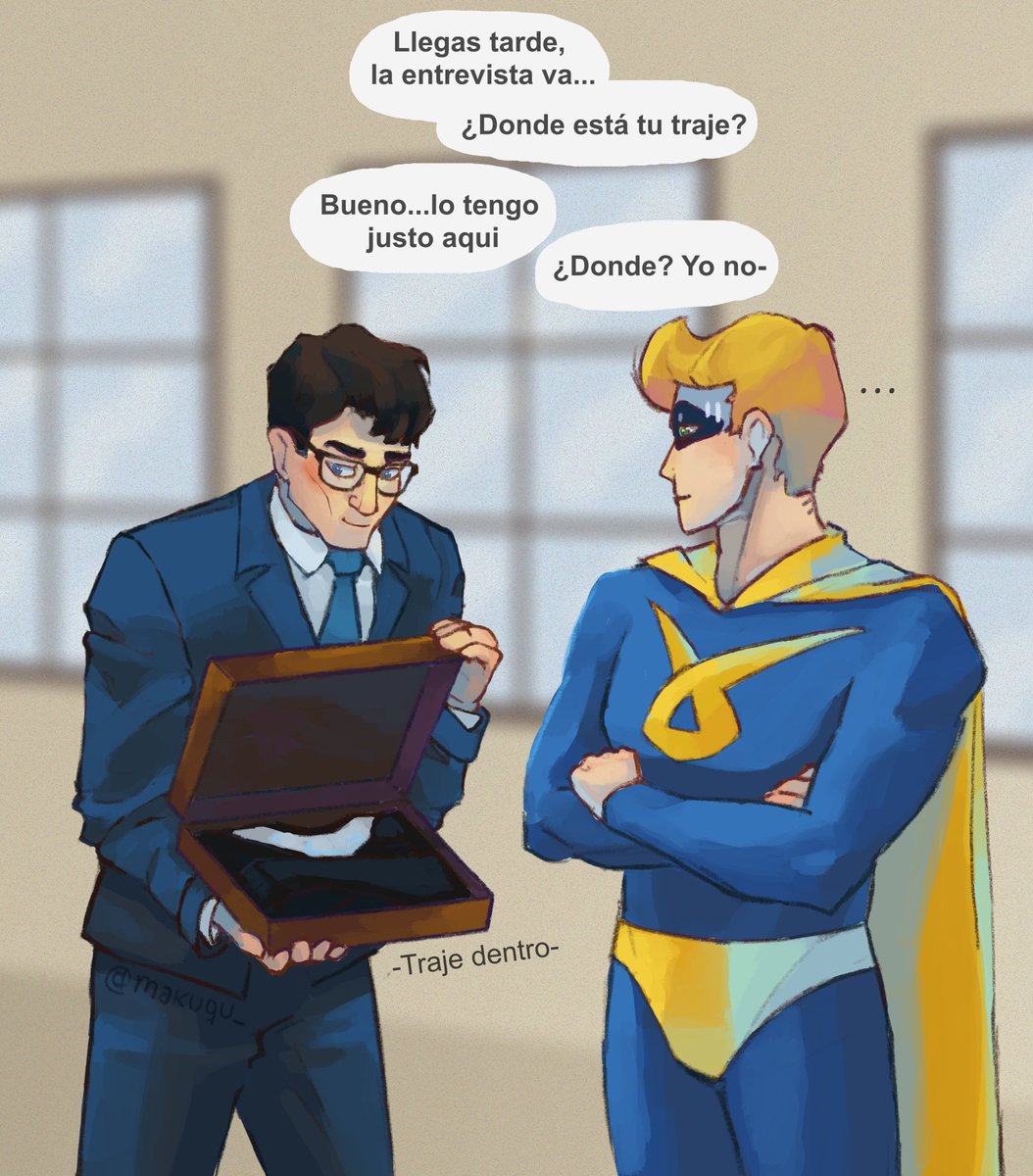 makuqu_'s tweet image. Tengo el headcanon de que Simón guarda su traje dentro del maletín, tipo

¿Necesita a Gazerbeam como testigo? Fácil, sale un momento y vuelve vestido como héroe 

#Gazerbeam #GammaJack