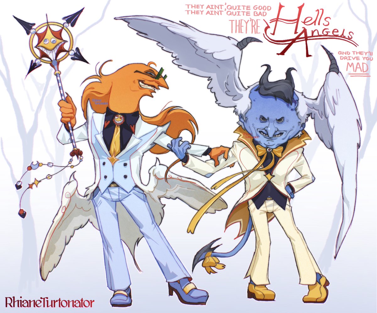 I take throwaway jokes in smiling friends VERY seriously

that being said, Mr Boss and Eric as Hell’s Angels because Mr Boss owns some of hell. also he’s blue.
#Smilingfriends #Fanart