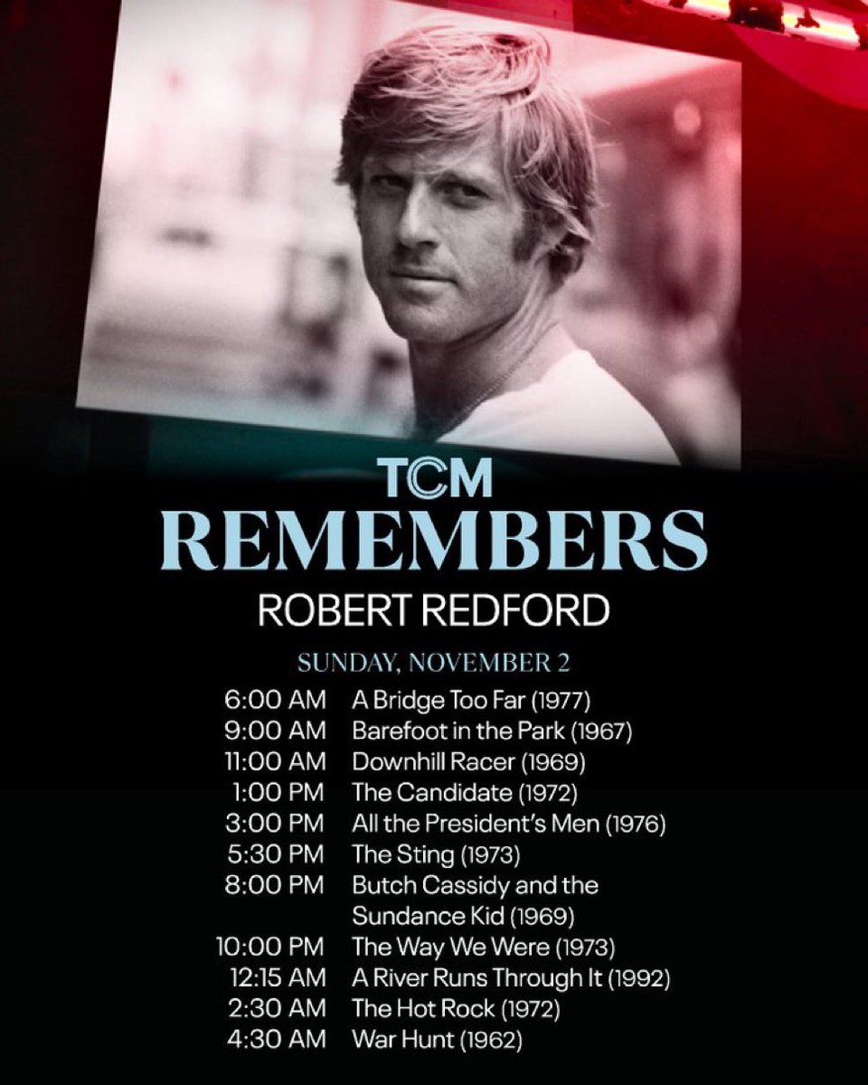 TCM’s extensive, well-curated tribute to Robert Redford starts early tomorrow.