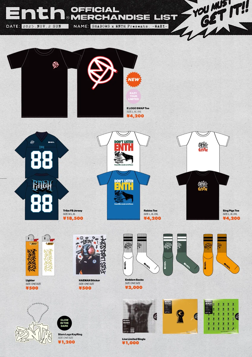 SHADOWS ENTH EASY2 会場限定 Tee XXL SHADOWS ENTH EASY2 会場限定 Tee XXL SHADOWS X ENTH SPLIT TOUR