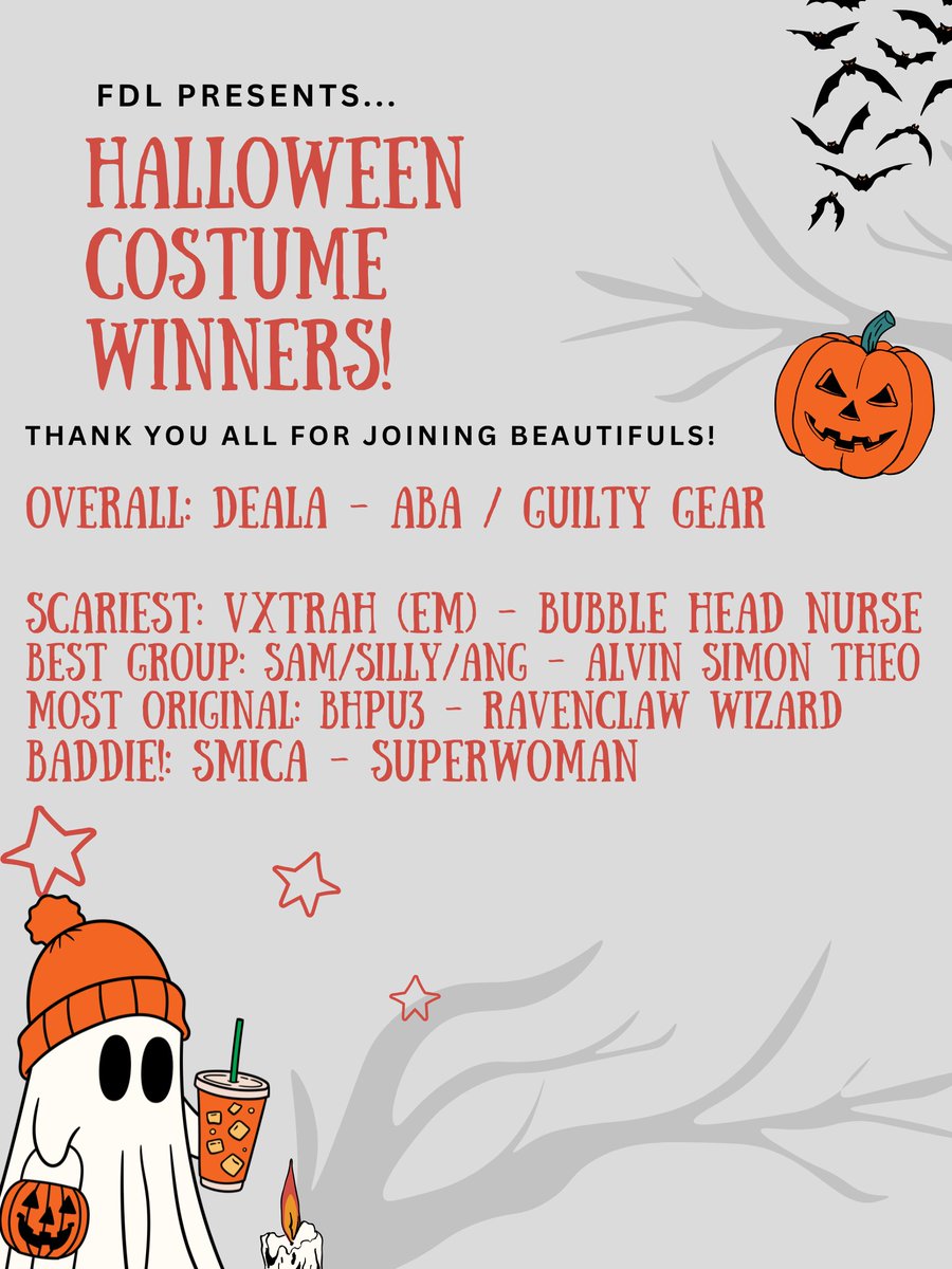 HERE ARE YOUR 2025 WOMENS HALLOWEEN COSTUME WINNERS!

OVERALL WINNING $50: <a href="/dealasie/">deala</a> 

SUB CATEGORIES - $25
SCARIEST: <a href="/Vxtrah/">UG Em 👻 SND Queen 👑</a> 
BEST GROUP: <a href="/ItzJustSilly/">Silly</a> <a href="/xoGrinchy/">$am</a> <a href="/AngelinaCODs/">angelina</a> 
BADDIE!: <a href="/smicaaah/">smica</a> 

*ALL COSTUMES BELOW*