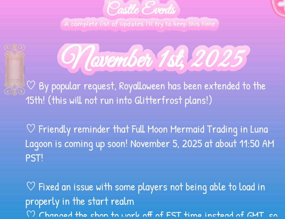 NEW UPD LOG IN ARRIVAL SCREEN NEW SERVERS ONLY

ROYALLOWEEN HAS BEEN EXTENDED UNTIL THE 15TH