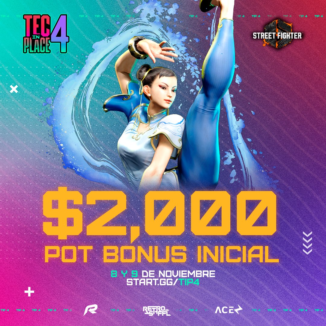 ¡#TecInPlace4 es en una semana!

Últimos días de registro! 

🎮 Registro cierra pronto! 
👾 POT INICIAL de $2,000 MXN en TODOS los juegos!
🗓️ Nov 8-9

¡Ultimate, Melee, Street Fighter, Fatal Fury y Rivals of Aether! 

Registro abajo: