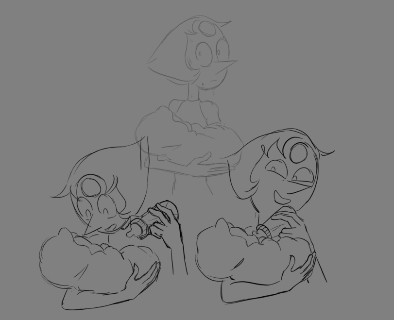 Yesterday I wanted to make a Spooky Month gif, but I didn't have the energy.

It's supposed to be Pearl feeding baby Steven and saying things like, "It's time to eat, aren't you hungry? Humans need to eat to live, right? Just eat." And the last frame is Pink's gem, separate.