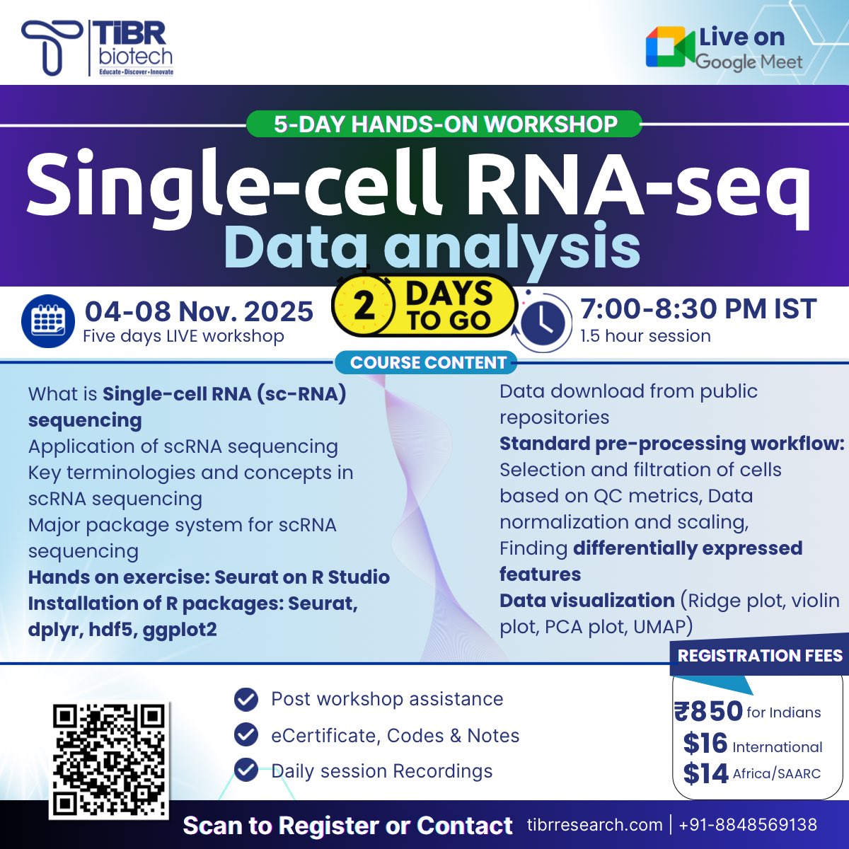 DrNobleKKurian's tweet image. 𝐒𝐓𝐀𝐑𝐓𝐈𝐍𝐆 𝐈𝐍 𝟐 𝐃𝐀𝐘𝐒.. 𝐃𝐎𝐍’𝐓 𝐌𝐈𝐒𝐒 𝐈𝐓.. 𝐑𝐄𝐆𝐈𝐒𝐓𝐄𝐑 𝐍𝐎𝐖..
Master Single-cell RNA-seq data analysis! 🧬
Register here —> lnkd.in/euaapbNq
#scRNAseq #SingleCell #Bioinformatics #DataAnalysis #RStudio #Seurat #Genomics #Workshop #Biotech