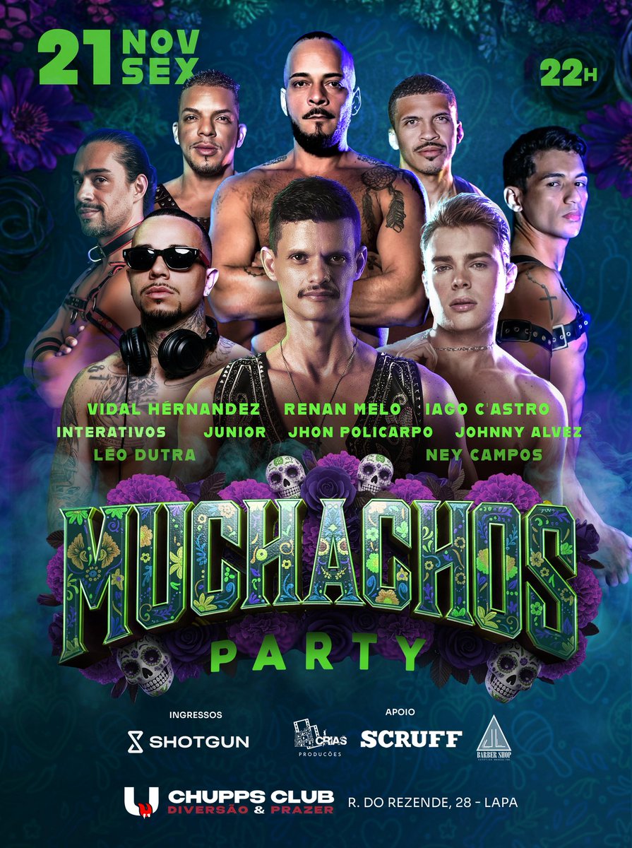 💀 Os mortos voltam pra rebolar!
Dia 21/11, a Muchachos Party – Fiesta de los Muertos vai incendiar o Rio 🔥
Pop, funk e eletrônico no clima mais caliente do além 😈
🎟️ link na bio!

<a href="/renbricariocarj/">🇧🇷 Renbri Carioca 🍆</a> <a href="/johnpoll23/">Jhon</a> <a href="/junnynnhoo/">Junior Silva 70K</a> <a href="/imjohnnyalves/">Johnny Alves ☆</a> <a href="/chuppsclub/">Chupps Club</a> <a href="/scruffagendabr/">SCRUFF AGENDA 🇧🇷</a>