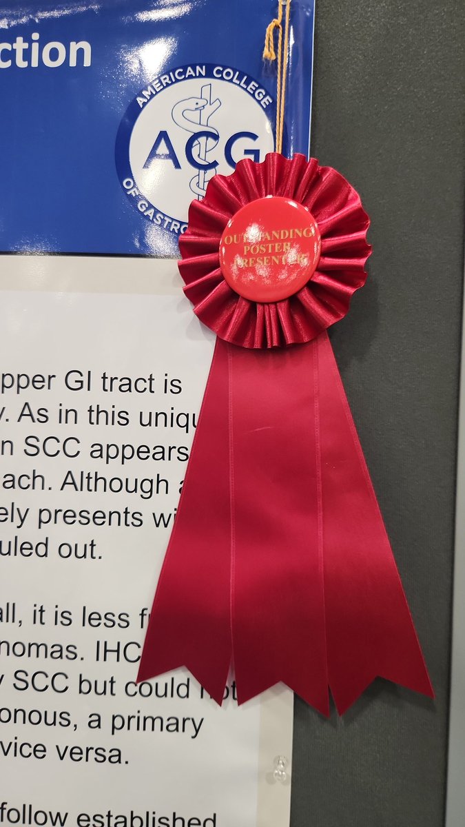 okaformo's tweet photo. Honored to receive Outstanding Poster Presenter Award for our poster on primary gastric SCC at #ACG2025 this week. Heartfelt thanks to my amazing co-authors, colleagues and mentors, @AmCollegeGastro, @blackingastro, @SouthBKHealth and for new friends made! #GITwitter #MedTwitter https://t.co/GchUJMoJSZ