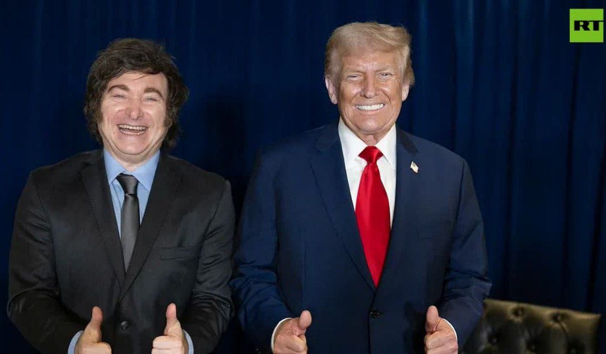 RT_com's tweet photo. Trump props up Milei with $82 BILLION 

'Ensuring IMF &amp; Wall Street will control the country's economic policies' https://t.co/W3A90s0kVB