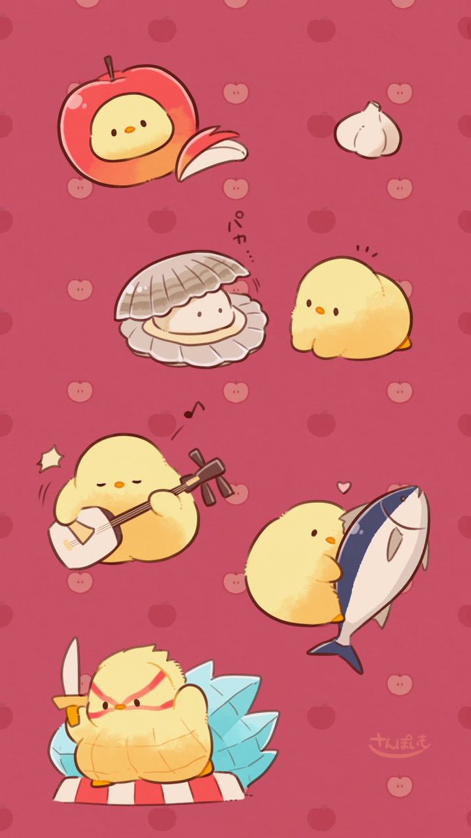 11月の壁紙ができました🐥🍁 今月は青森県へ🍎🐤 よかったら使ってみて