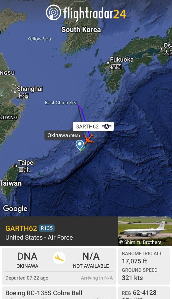 sipjack1776's tweet image. RC-135S Cobra Ball 🇺🇲 
#AE01D7/62-4128/GARTH62
Returning to Kadena.