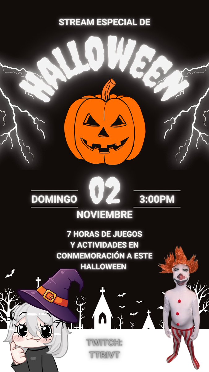 Se que ya pasó halloween pero esta semana estuve muy ocupada con estudios, pero ya nos vemos MAÑANA con el stream más largo que he hecho hasta el momento, tengo muchos planes así que los espero, LOS QUIERO 🤍