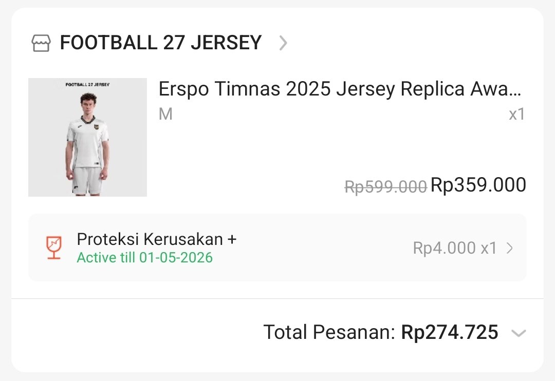 Kemarin udah yang Home, sekarang meminang jersey Away dengan harga 275rb (Replica version)

Seperti biasa, Erspo selalu ada aja bagian yang miring. Kalau yang home di kerah, yang away di size tag nya yang miring 😅. Tapi justru ini pertanda ori 😂

<a href="/Jerseyforum/">Si Paling Jersey</a> <a href="/Officialkjti/">Kolektor Jersey Timnas Indonesia</a>