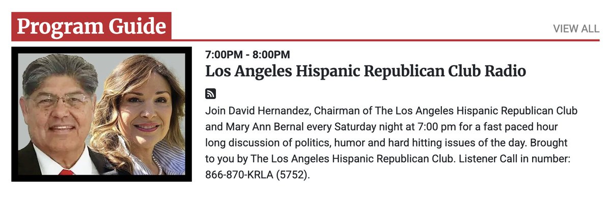 LISTEN LIVE NOW: Tonight at 7:15 PM PT, Herb Morgan joins the Los Angeles Hispanic Republican Club Radio on AM 870 The Answer with David Hernandez <a href="/Dave4LA/">David Hernandez LAHRC</a> &amp; Gloria Romero.  

Tune in live and call 866-870-KRLA (5752) with your questions. Stream the station anywhere by clicking