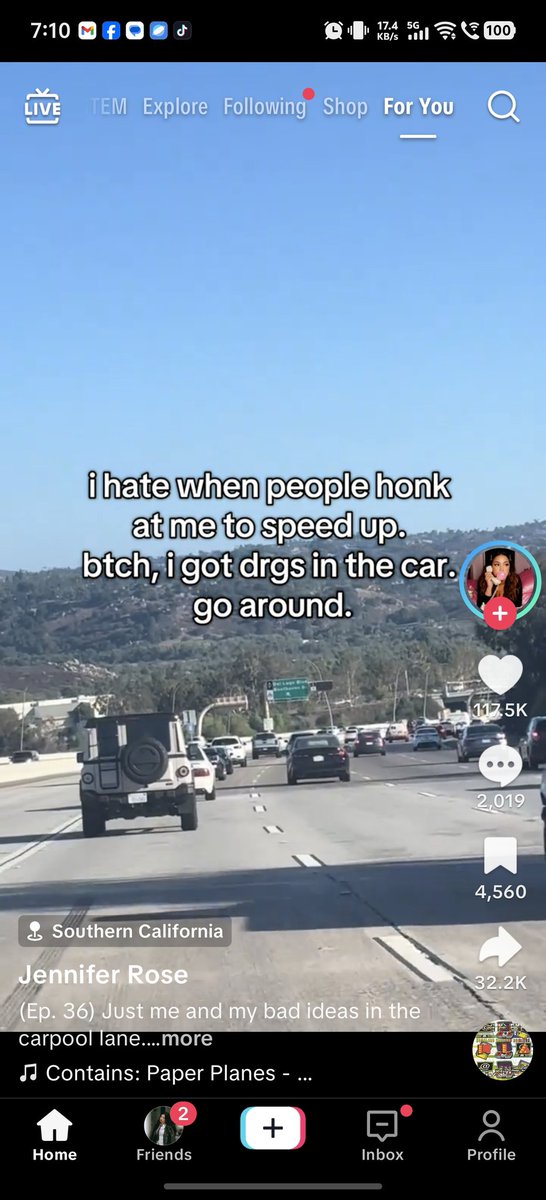 ho - how many people genuinely think that theres no real concept of slower traffic being to the right in California just because they're from California right?!?!! this tiktok video has 100k likes btw, meaning 100k of you in California drive like ASS