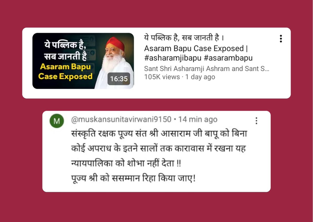 ReviewsOnBapuJi's tweet photo. Public Reviews &amp; comments on video- #AsaramBapuCaseExposed show that masses are now aware about conspiracy behind the Asharamji case.
Sant Samaj , many celebrities, politicians, lawyers &amp; influencers too openly coming out to support Bapuji.
Satyamev Jayate
https://t.co/Yix3LPSQq6 https://t.co/HR4G22vXn6