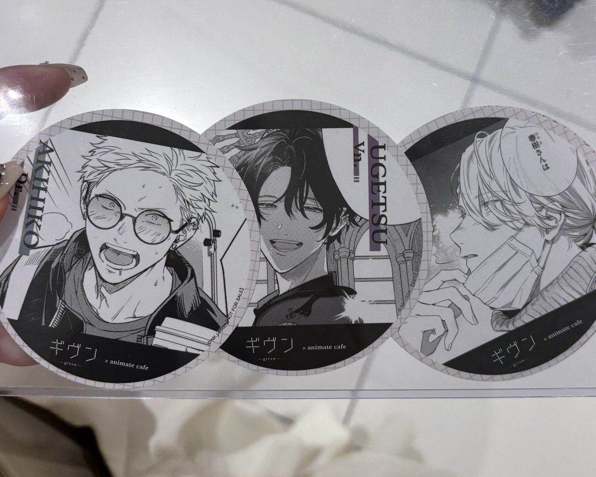 【交換】ギヴン アニメイトカフェ アニカフェ 特典コースター

譲)秋彦 雨月 春樹

求)立夏

現地池袋アニメイト付近におります。
手渡しでの交換希望。
検索よりお気軽にお声がけください。