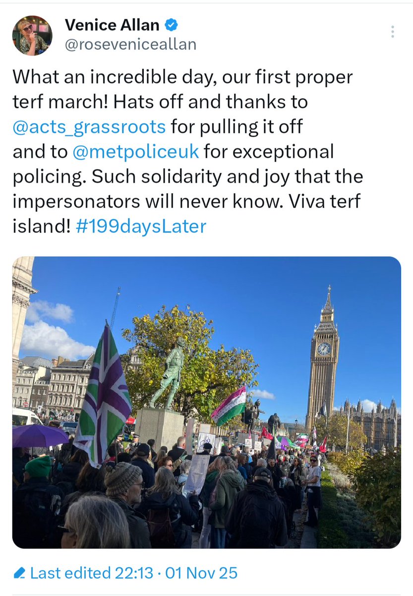 VirginiaFenwic4's tweet image. Reading about the hugely successful #199DaysLater protests in Edinburgh, London and Cardiff, it&apos;s obvious from comments that @PoliceScotland and @metpoliceuk did a good job of protecting women&apos;s lawful rights 👏👏👏 but @swpolice fell short by a mile of doing their duty.