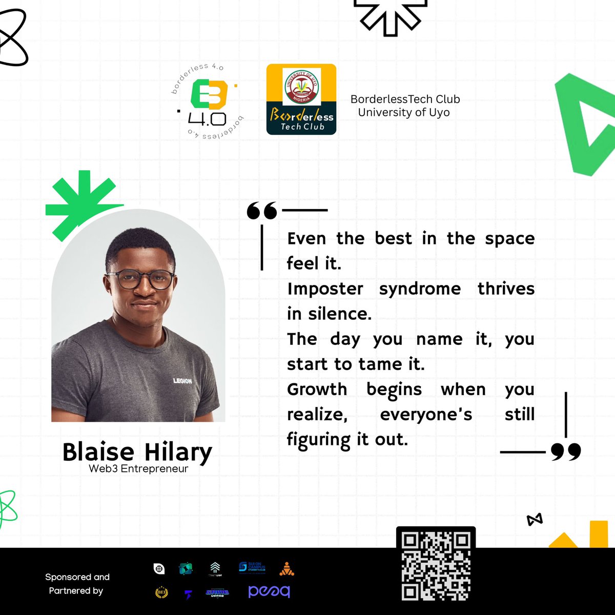 BTCUniuyo's tweet photo. Even the best in the space feels it.
Imposter syndrome thieves in silence.
The day you name it, you start to tame it.
Growth begins when you realize,
everyone is still figuring it out.
#impactbydesign
#borderless4 https://t.co/VaL9V7bN50