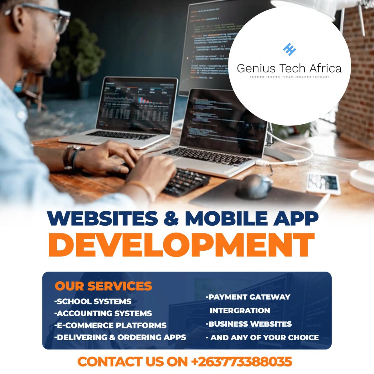 Daddydeezim's tweet photo. *GENIUS TECH AFRICA*
_We offer_
https://t.co/Do2H0Xds9K marketing (we have 65k plus followers)
2.Graphic Designing 
https://t.co/B319QslSWk development 
https://t.co/9tAla13QCg app development 

*Contact us*
+263773388035 | info@geniustech.africa 
https://t.co/8tlKIj3dY4 https://t.co/tPz1Nr7DFL