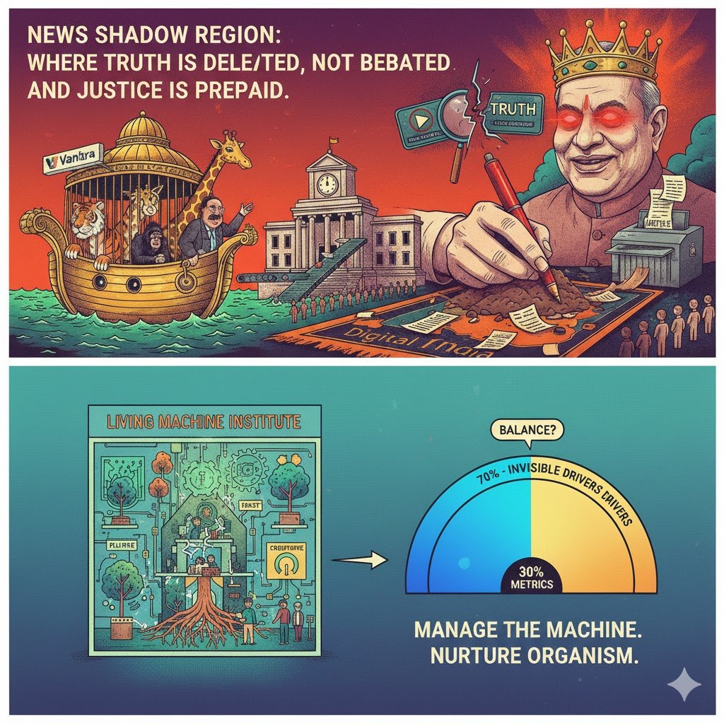 hmrbjsa's tweet image. Justice in 18 days for billionaires, censorship for critics. Is India&apos;s democracy being reshaped for &quot;friends of power&quot;? My latest blog exposes the &apos;News Shadow Region&apos; &amp;amp; questions what truly drives success #India #DemocracyInPeril #Vantara #Adani 
Read 👇
hmrbjsa.blogspot.com/2025/09/invisi…