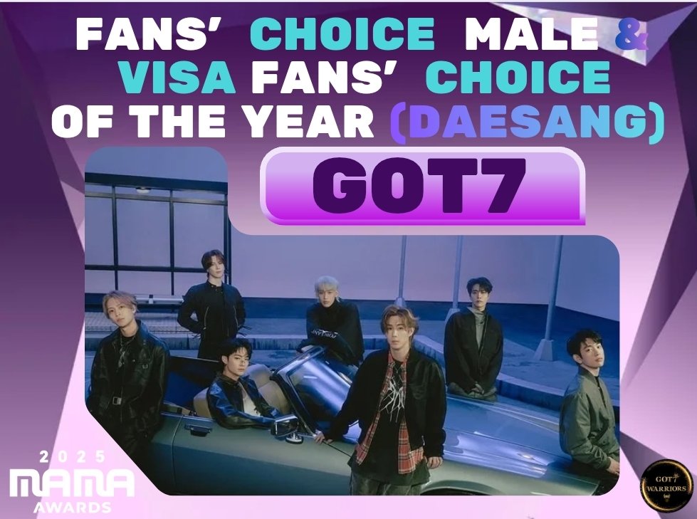 got7_warriors's tweet image. Day 4 Final Round
🗳️2025 MAMA AWARDS 

Phoenixes! Let's go Higher! 🔥
We need to hard carry to move a notch uP! Want a win, then double the vote you made yesterday.

Make sure to vote #GOT7 both on FANS’ CHOICE &amp;amp; VISA FANS’ CHOICE OF THE YEAR on #2025MAMAVOTE

1 Retweet = 1 Vote